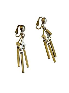 Silvertone clip on earrings vintage mod dangle & drop 1960’s fashion jewelry